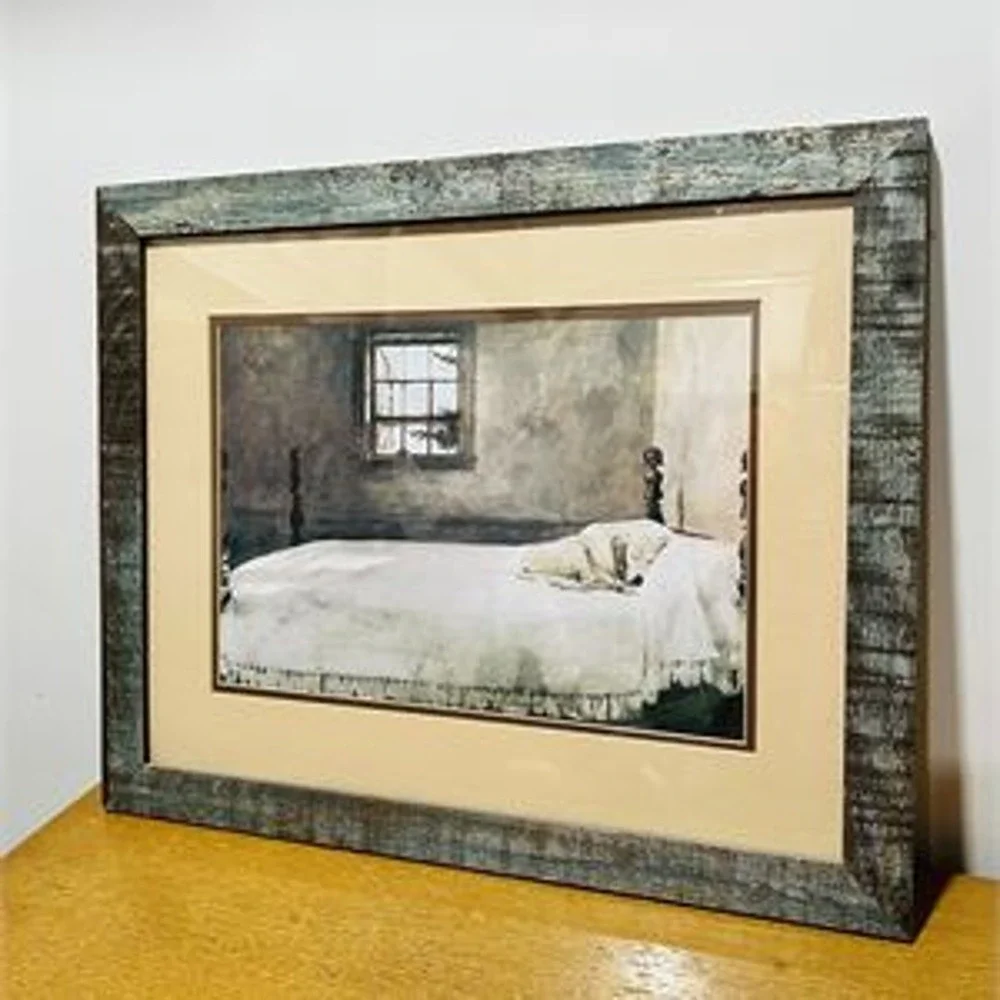 Andrew Wyeth Master Bedroom Framed Print Yellow Lab Dog Rustic Wood Frame